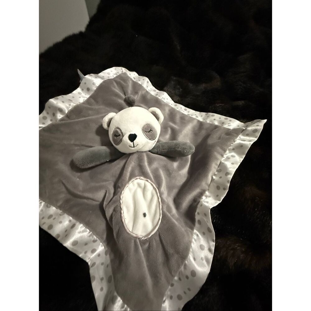 Douglas Baby Security Blanket Blankie Velvet Gray Bear Polka Dot Lovey Plush